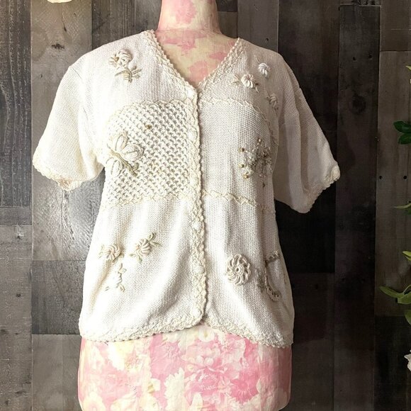 MARGULES VINTAGE FLOWER CARDIGAN LIKE BRAND NEW SIZE LARGE BUTTON DOWN S… - Picture 5 of 10